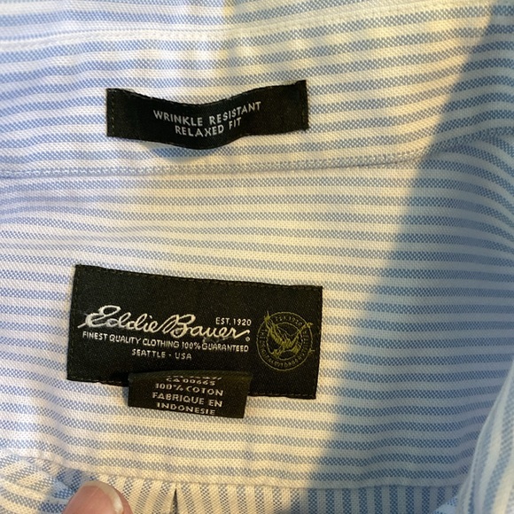 Eddie Bauer Striped Button Down Cotton Dress Shirt XL Tall - Picture 7 of 7